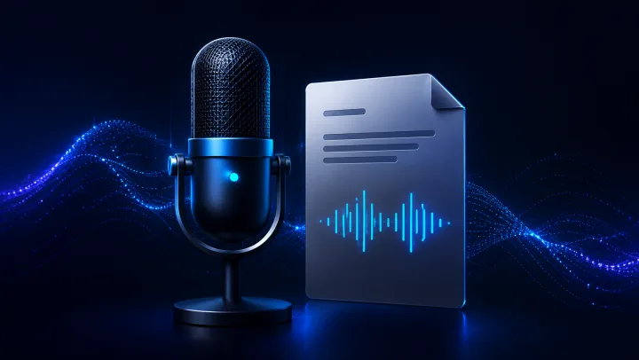 Microphone and audio file artwork.